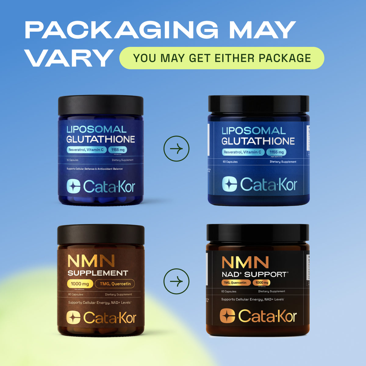BUNDLE: Liposomal Glutathione 500 mg, NMN 1000 mg, NAD+ Advanced 500 mg, CA AKG 1000 mg, Biotin, MSM, TMG, Hyaluronic Acid