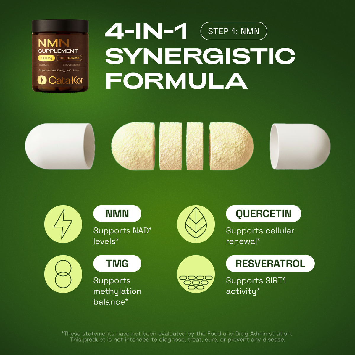 BUNDLE: Ultimate Longevity - NMN 1000 mg, Liposomal Glutathione 500 mg, CA AKG, Biotin, Hyaluronic Acid, MSM, Vitamin C