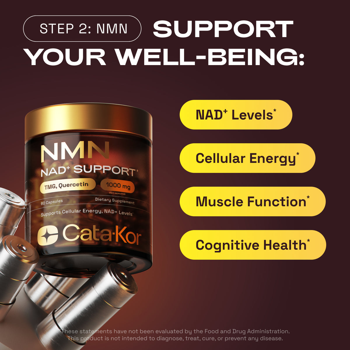 BUNDLE: Cellular Power Trio - NAD Advanced 500 mg, NMN 1000 mg, CA AKG 1000 mg - Resveratrol, TMG, MSM