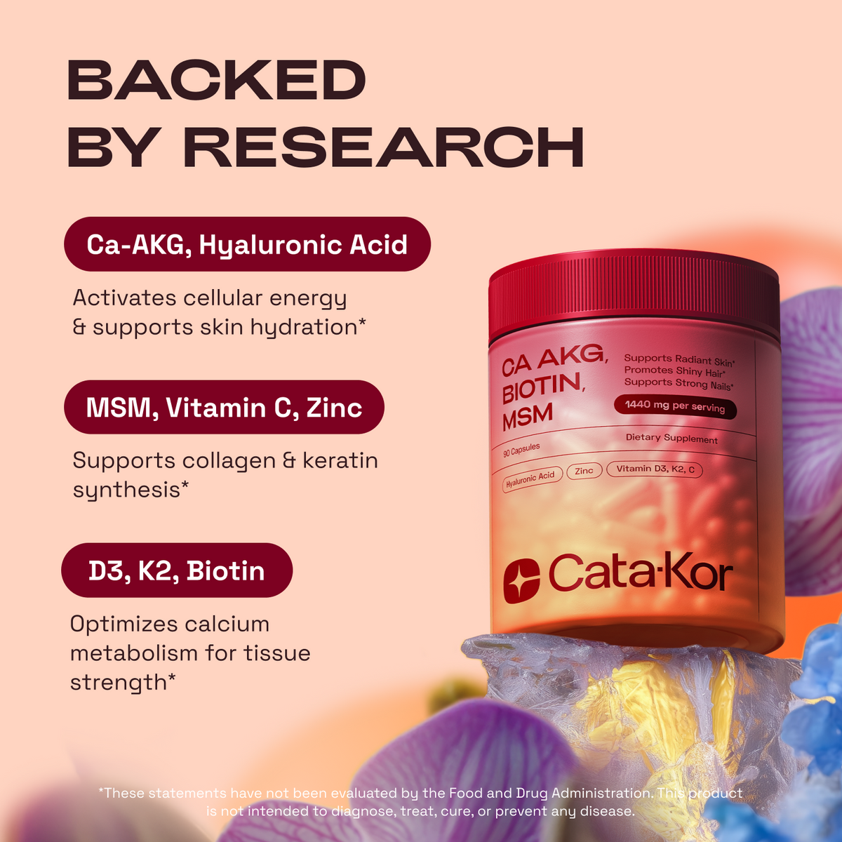 BUNDLE: Cata-Kor NMN Longevity Support & Beauty Blend (CA AKG, Hyaluronic Acid & Biotin)