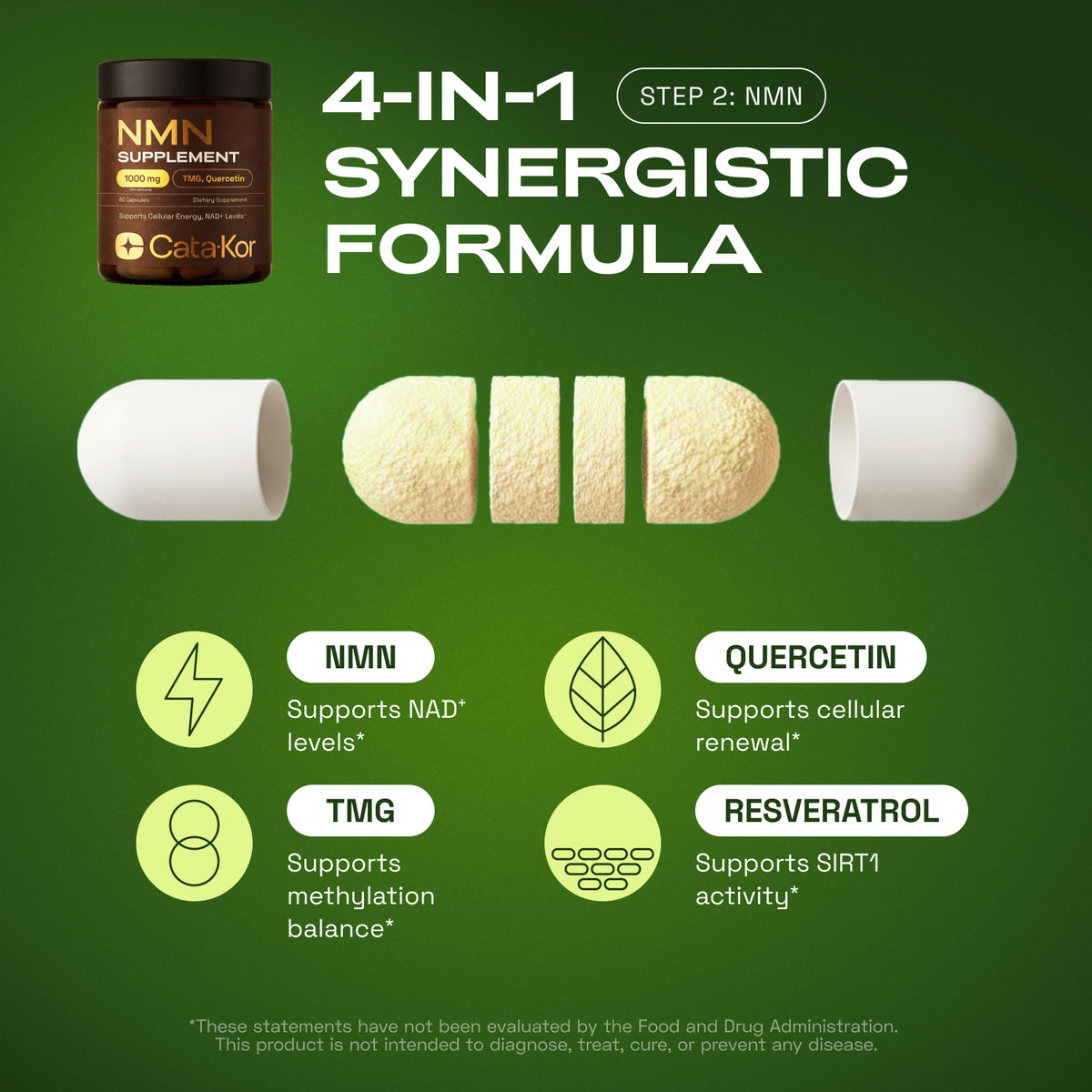 BUNDLE: Liposomal Glutathione 500 mg, NMN 1000 mg, NAD+ Advanced 500 mg, CA AKG 1000 mg, Biotin, MSM, TMG, Hyaluronic Acid