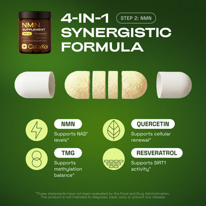 BUNDLE: Liposomal Glutathione 500 mg, NMN 1000 mg, NAD+ Advanced 500 mg, CA AKG 1000 mg, Biotin, MSM, TMG, Hyaluronic Acid