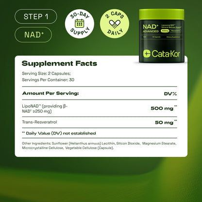 BUNDLE: Cellular Power Trio - NAD Advanced 500 mg, NMN 1000 mg, CA AKG 1000 mg - Resveratrol, TMG, MSM