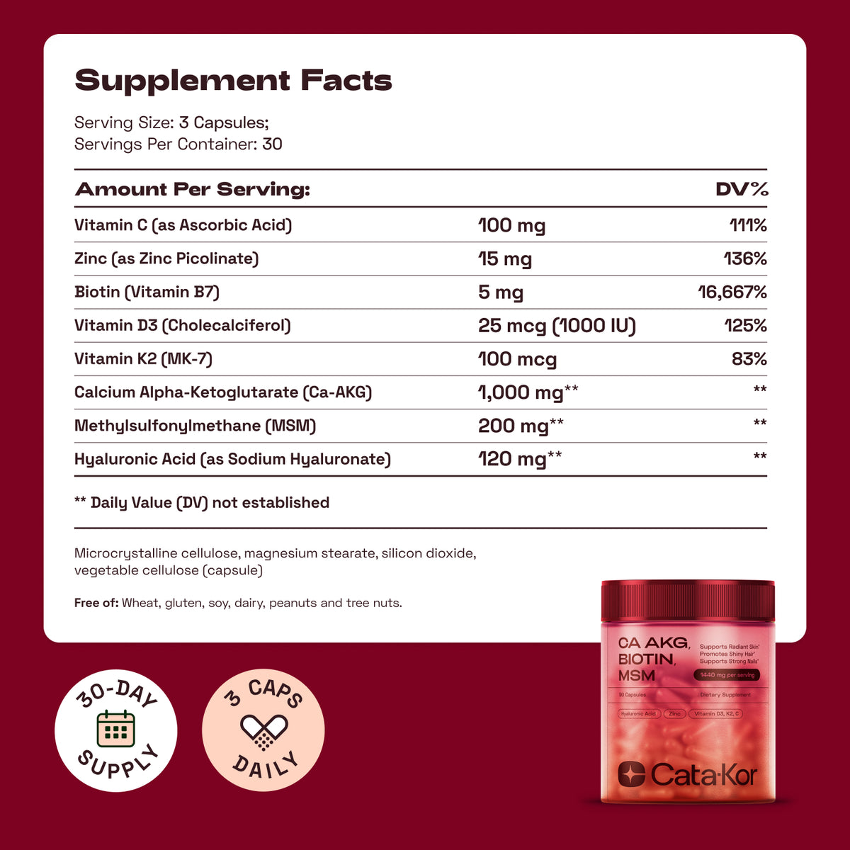 BUNDLE: Cata-Kor NMN Longevity Support & Beauty Blend (CA AKG, Hyaluronic Acid & Biotin)