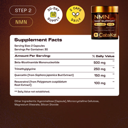 BUNDLE: Cellular Power Trio - NAD Advanced 500 mg, NMN 1000 mg, CA AKG 1000 mg - Resveratrol, TMG, MSM