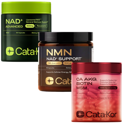 BUNDLE: Cellular Power Trio - NAD Advanced 500 mg, NMN 1000 mg, CA AKG 1000 mg - Resveratrol, TMG, MSM