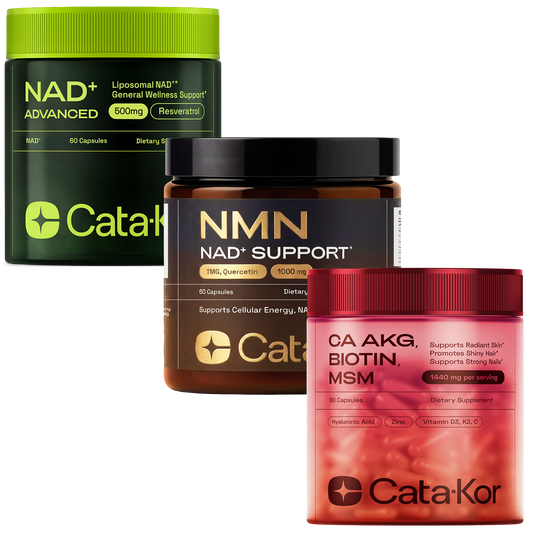 BUNDLE: Cellular Power Trio - NAD Advanced 500 mg, NMN 1000 mg, CA AKG 1000 mg - Resveratrol, TMG, MSM