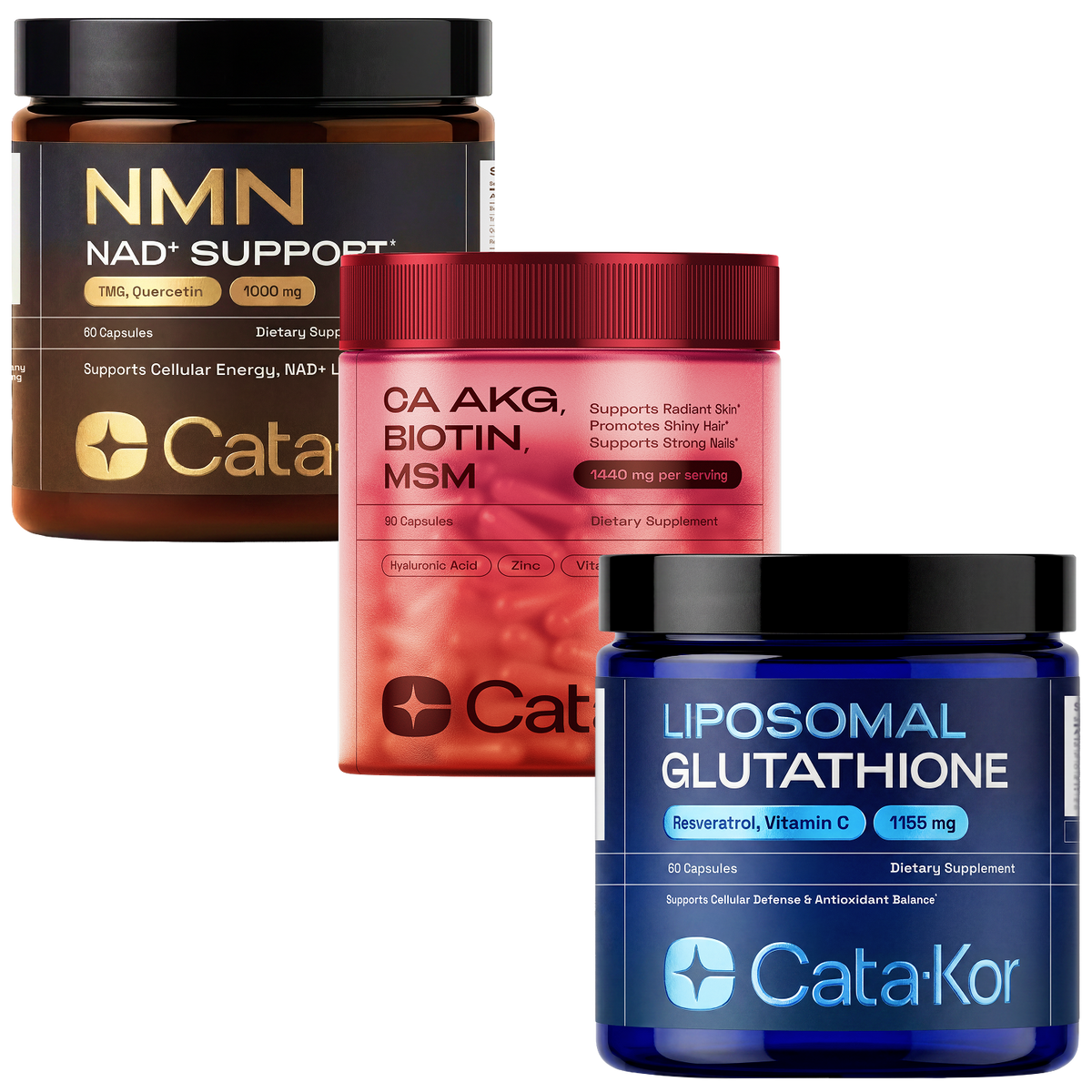 BUNDLE: Ultimate Longevity - NMN 1000 mg, Liposomal Glutathione 500 mg, CA AKG, Biotin, Hyaluronic Acid, MSM, Vitamin C
